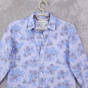 Frank Eileen Button Up Shirt Womens Floral Relaxed Floral Artsy XS Purple